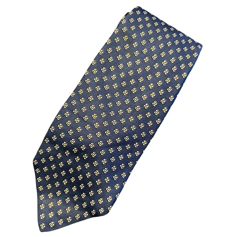 Vintage Brooks Brothers Makers Silk Tie Navy Geometric Print Made in England